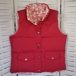 American Eagle Outfitters bright orange and floral reversible woman vest M